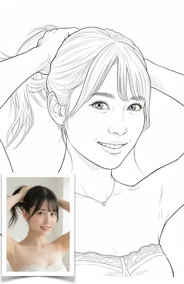 Convert to line art hand-drawn style